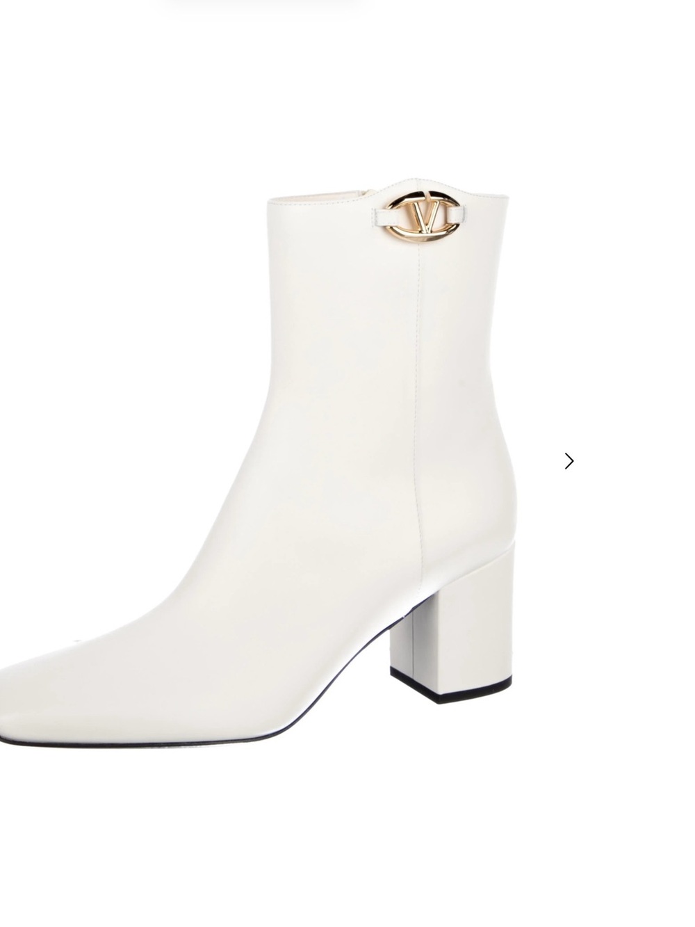 Valentino Garavani White Leather Mid-Calf Boots with Gold Logo